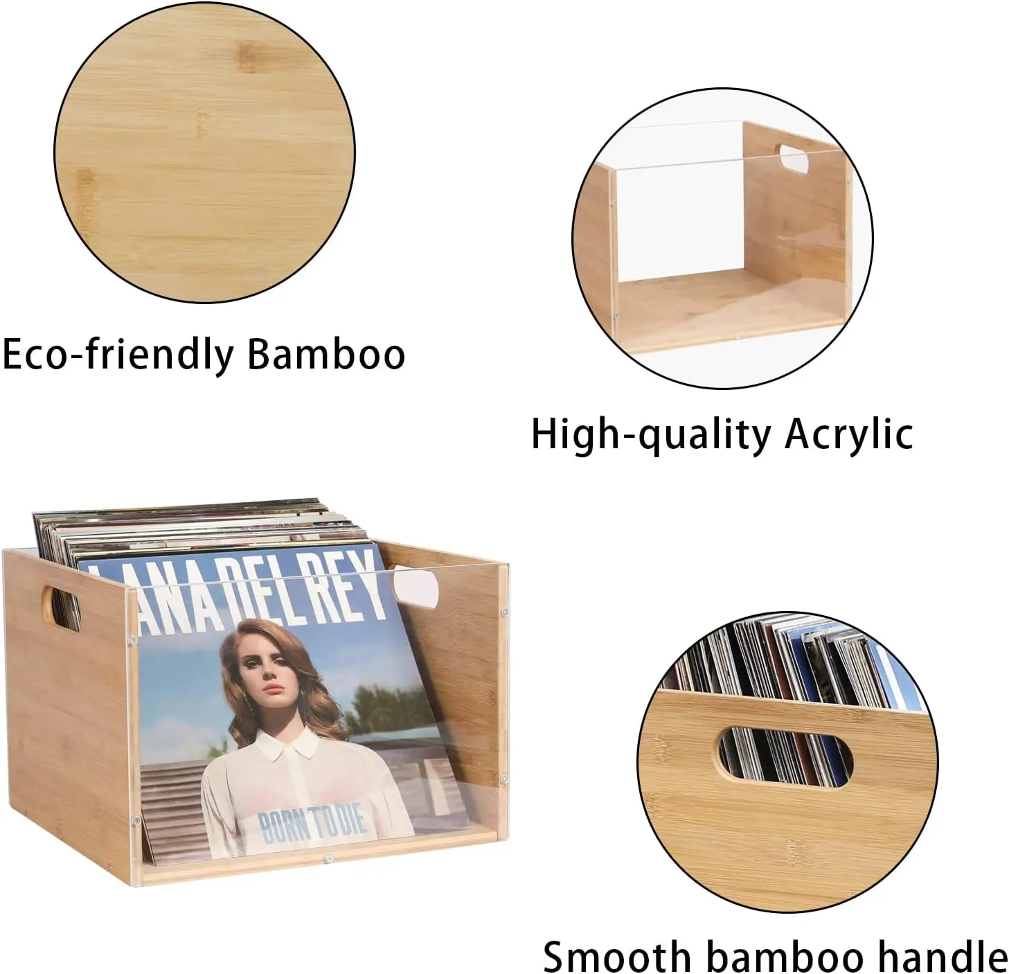 customized wholesale wooden bamboo boxes with handle visible display boxes wooden and acrylic wooden crate