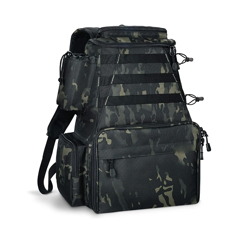 Multifunctional Oxford Nylon Fishing Tackle Backpack with Rod Holders Trout Fishing Outdoor Sports Camping Hiking Storage Bag