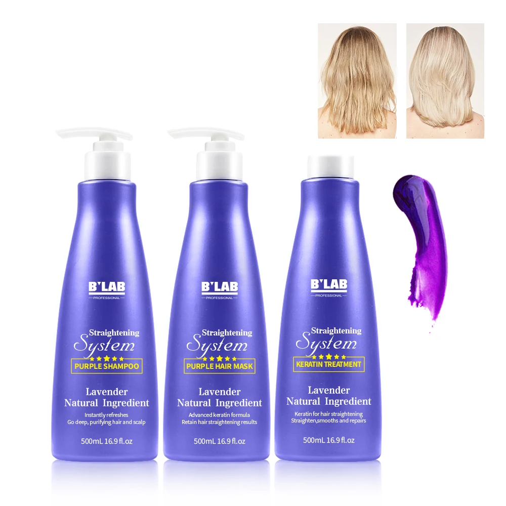 Purple Brazilian Keratin Treatment Private Label Straightening Protein Lavender Keratin Treatment Cream for Silver Blonde Hair