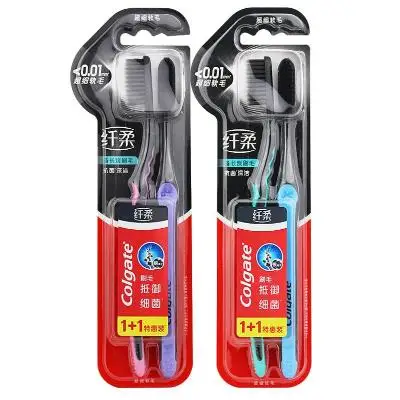 Colgate Экологически чистая черная древесная зубная щетка, 2 шт./кор., высокое качество, colgate Антибактериальная и отбеливающая зубная щетка