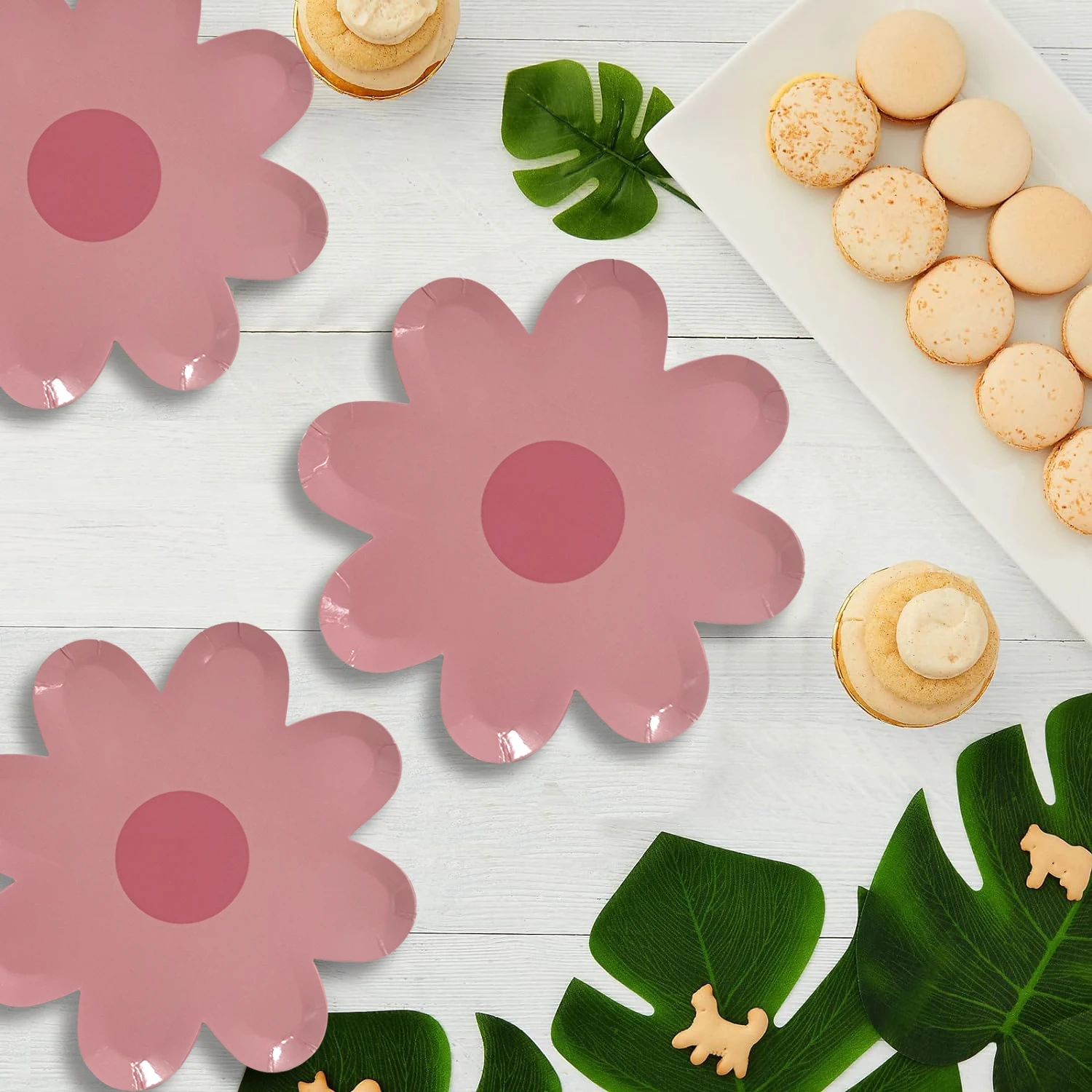 Factory wholesale 40pcs Food Decor Cake Plates Flower Shaped Party Plates Picnic Paper Plates