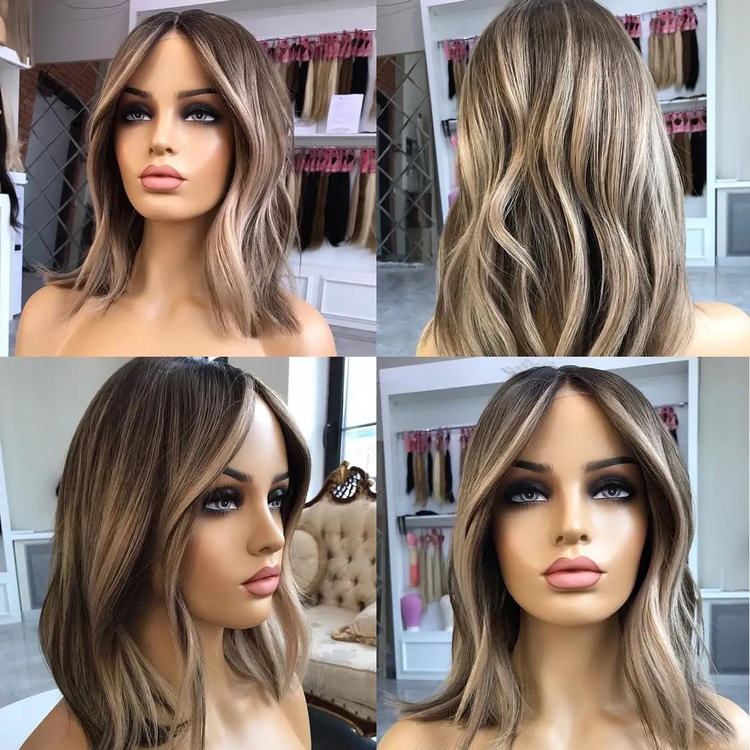 Wholesale Price 100% Human Hair Balayage Blonde Highlight European Hair Double Drawn