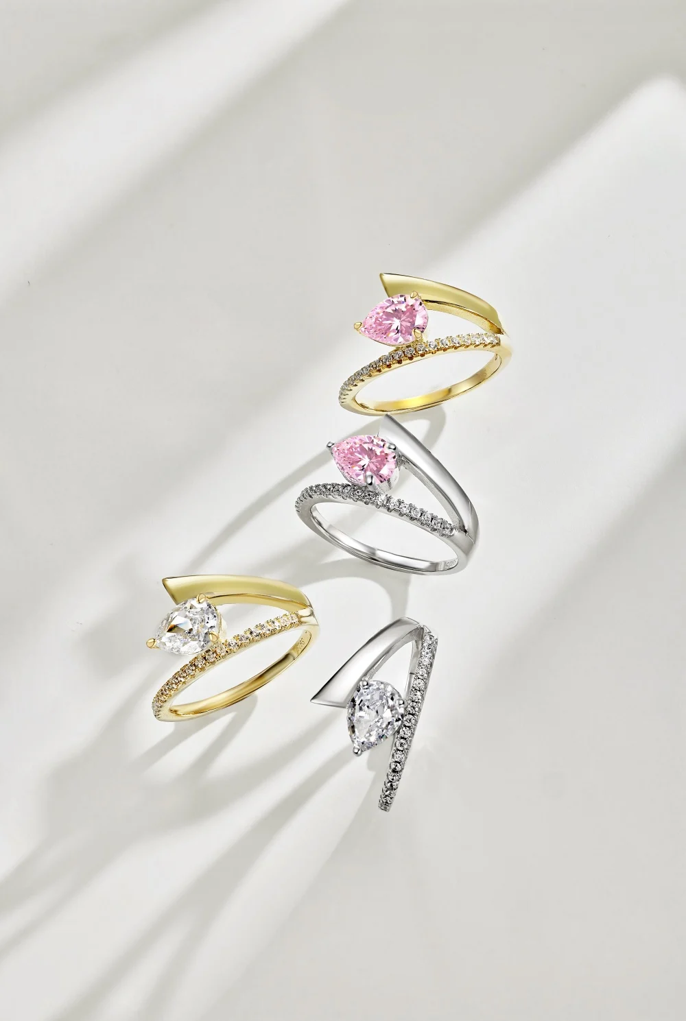 Женские повседневные кольца с золотым покрытием MYF 925 anillos casuales de plata ley para damas rhodium zircon из 18-каратного