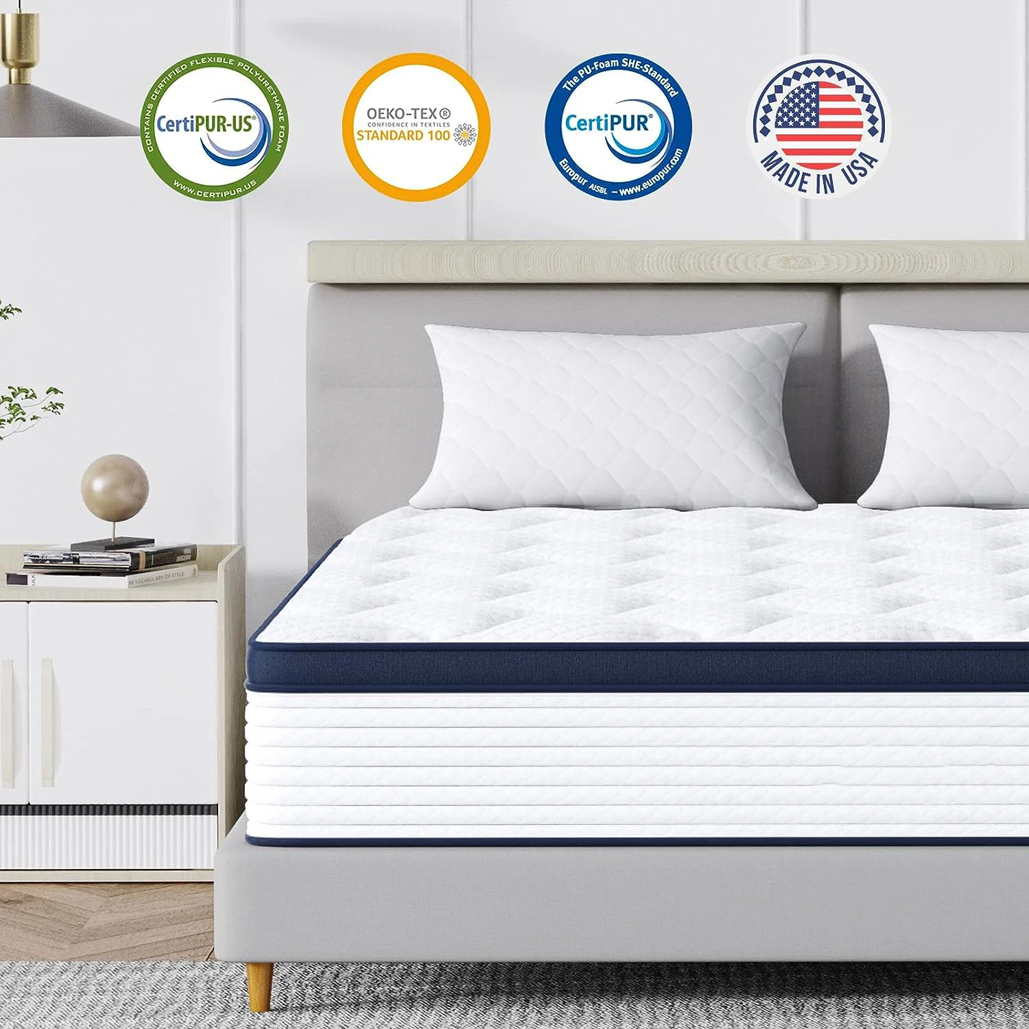 High quality Orthopedic 7 zoned euro top pocket spring natural latex and gel memory foam euro top  mattresses