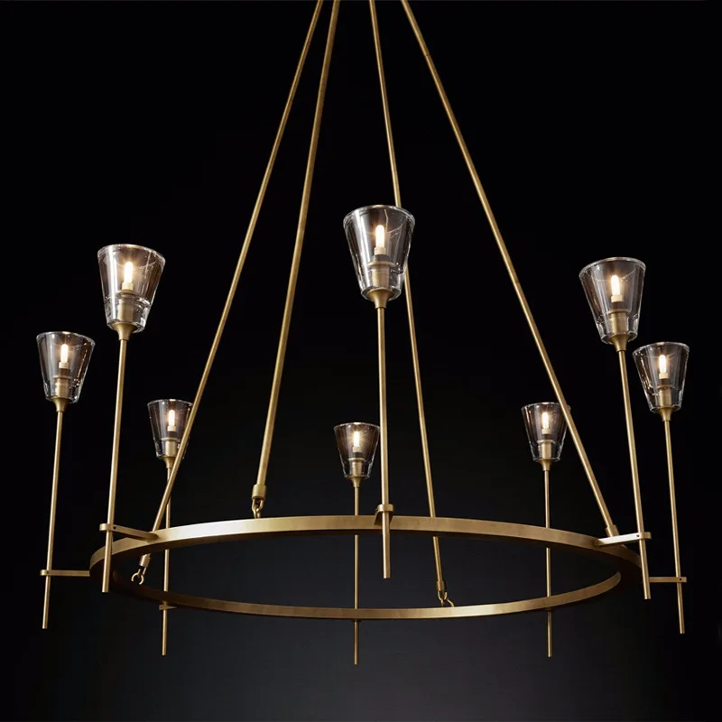 G9 Copper Glass Chandelier Light Living Room Dining Room Bedroom Hotel Villa Project Decorative Chandelier