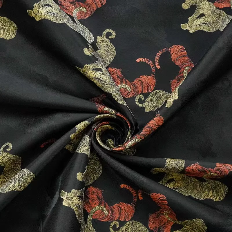 100% polyester tiger  pattern woven fabric multi colors for choice for women jacquard brocade fabric for women dress