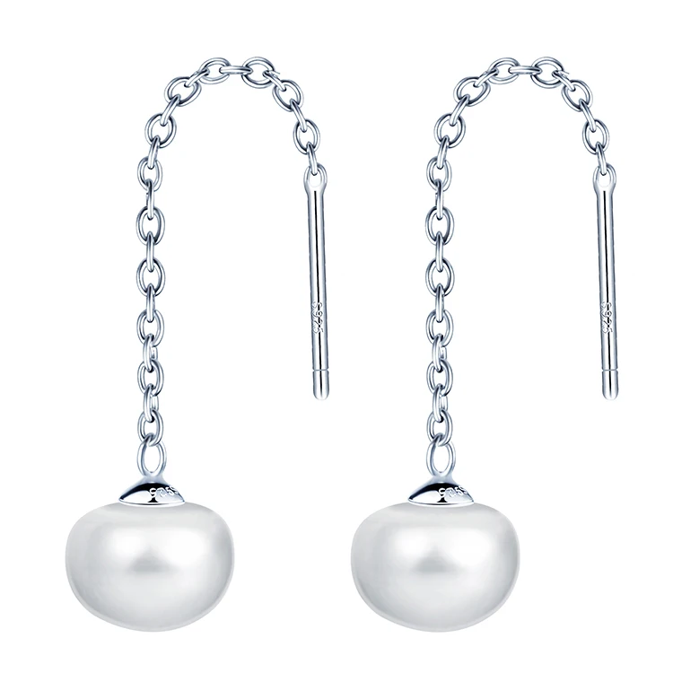 
Bridal Earrings 925 Sterling Silver Chain Long Pearl Earring For Wedding 