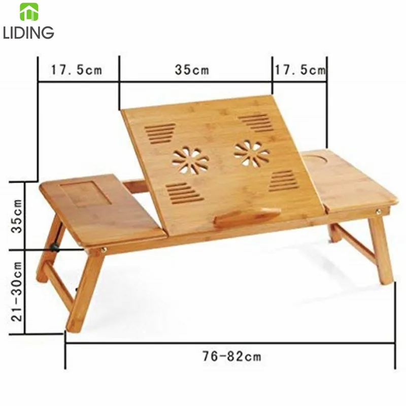Bamboo Laptop Desk adjustable height Tray Table Bed Table with Drawer