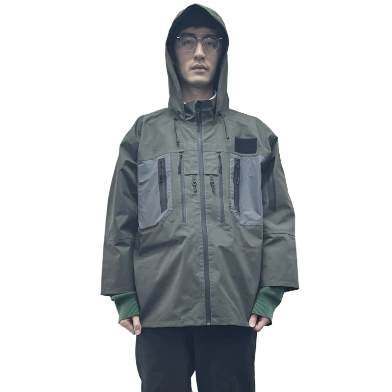 OEM outdoor men hardshell jacket clothing manufacturers custom Print Pattern waterproof jacket hombre coats with YKK zipper