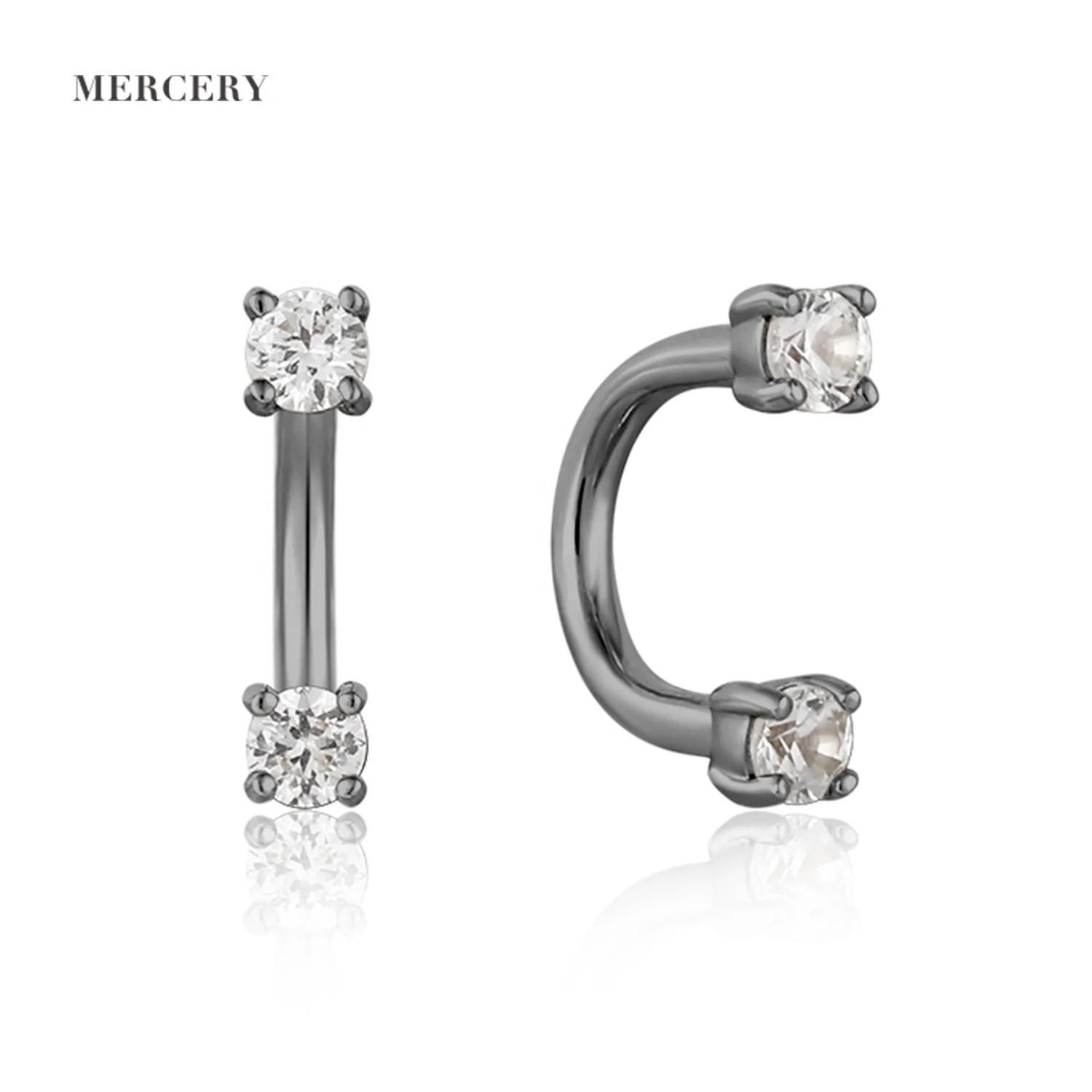 Mercery Horseshoes Earring 14k Solid Gold Real Diamond Labret Piercing Acero Helix Ear Piercing For Women Body Piercing Jewelry