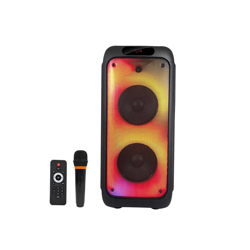 Popular Factory Outdoor Sports Portable Speaker Rechargeable LED Light Echo Dj Party Karaoke Speaker with Mic