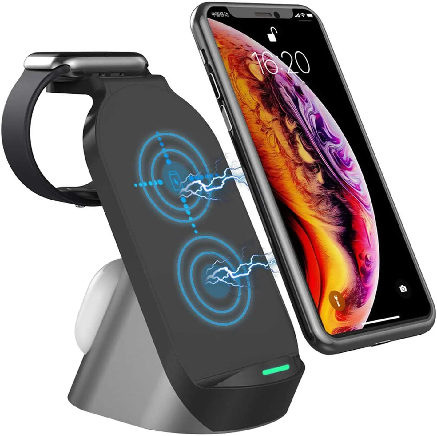 2021 Newest Touch Control Smart 15W Watch Earphone Mobile Phone Portable Stand Qi Fast 3 in 1 Wireless Charger 2021