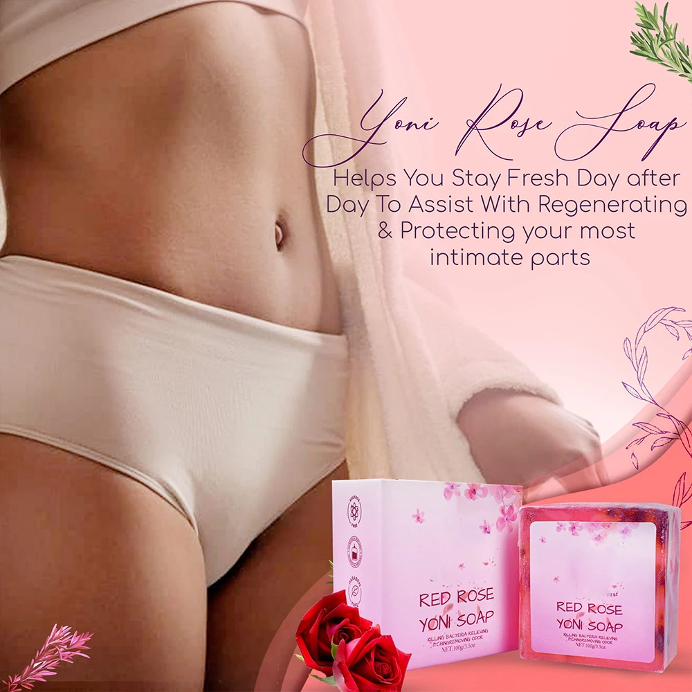pH Balancing Cleanser All-Natural Rose Yoni Soap for Feminine Hygiene and Intimate Care