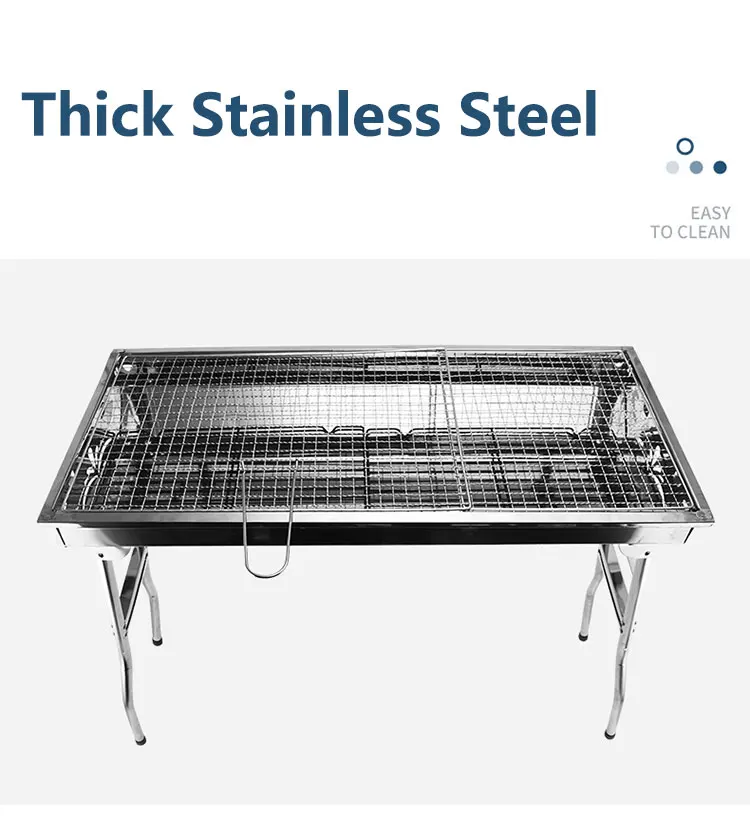 China Factory Portable Grill Carbon Folding Metal Iron Chrome Plated BBQ Grill for Outdoor Charcoal Barbecue