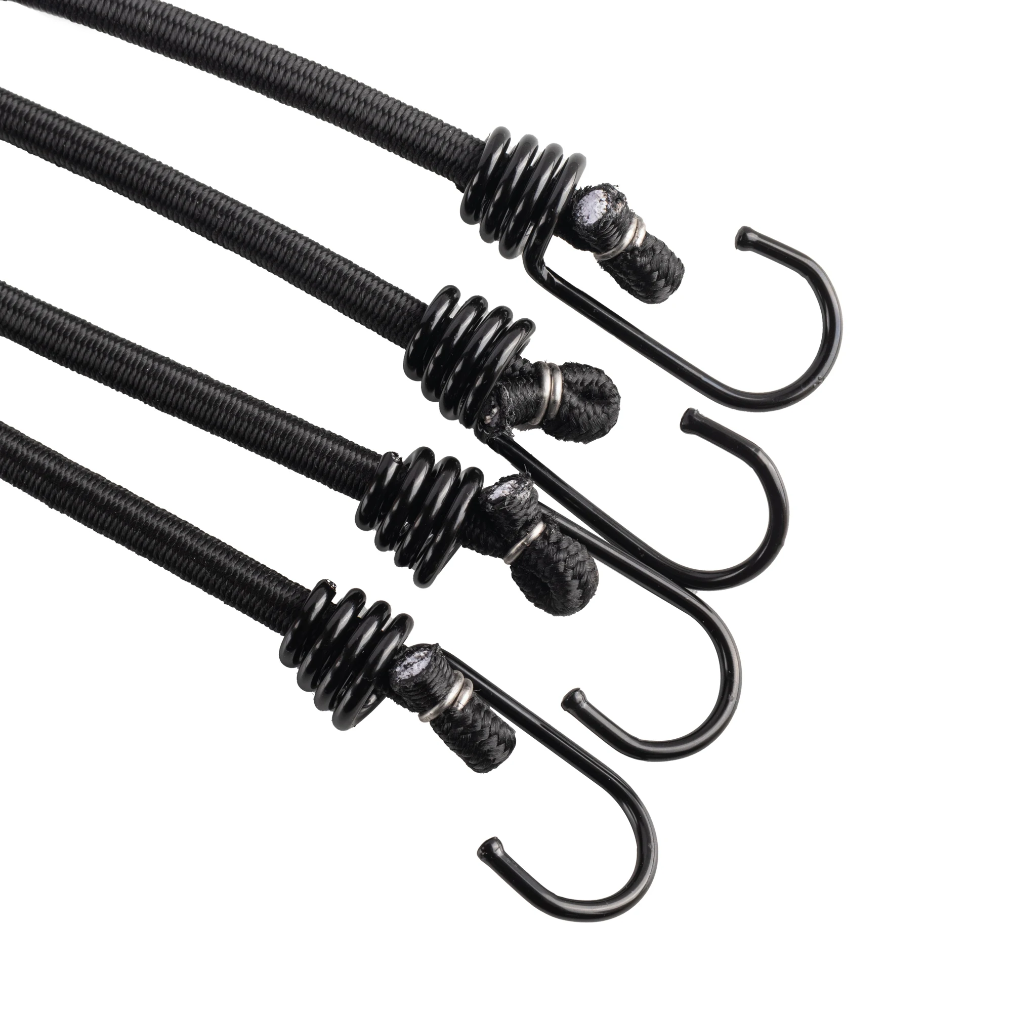 black wholesale price custom size 8mm 10mm adjustable elastic bungee straps kits with steel core hooks