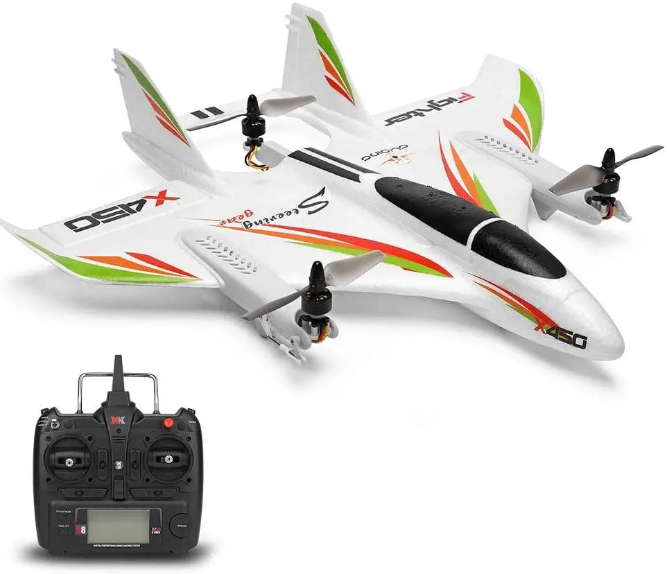 2023 New WLtoys XK X450 RC Airplane 2.4G 6CH 3D/6G Brushless Vertical Takeoff LED R/C Glider Fixed Wing RC Aircraft RTF RC Toys