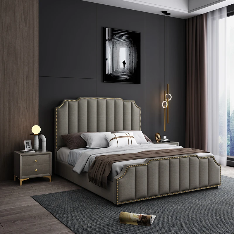 Modern simple design double bed for bedroom furniture set Technology cloth fabric 1.5m or 1.8m king size bed