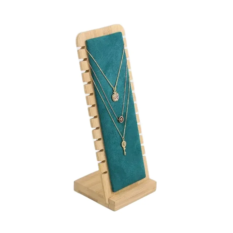 Bamboo Necklace Display Stand Jewelry Bracelets Chains Organizer Holder Freestanding Multiple Necklace Display Stands
