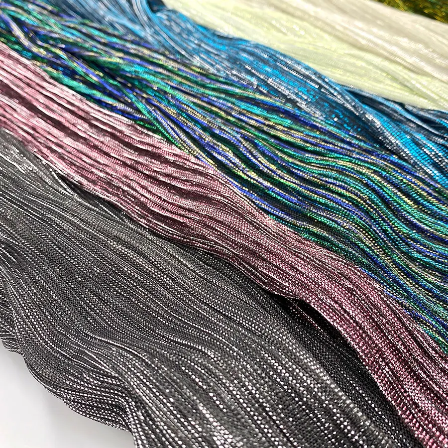 80gsm silk dirac crumple dress material net polyester fabric lurex metallic mesh fabric