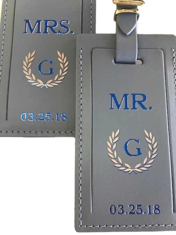 Custom Printed  Couple Leather Luggage Tag for Travel Luggage Tags