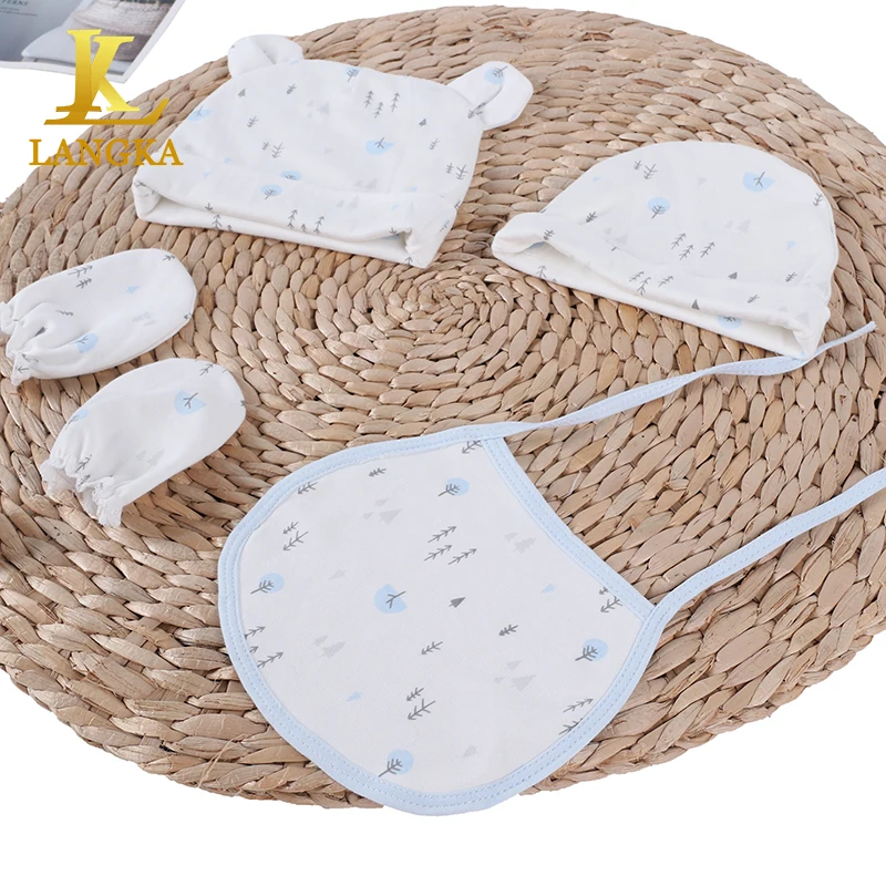 Langka Organic Pain cotton new born baby turban hats Toddler beanies booties mittens gloves accessories