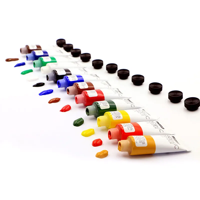 Professional Rich Pigment Non Fading Non Toxic 22ml 12 Colors Acrylic Colors Paint Set For Professional Painting