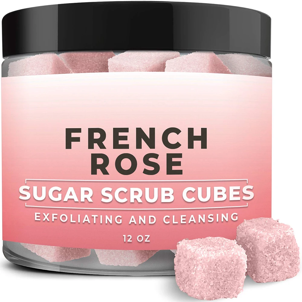 Wholesale Relaxing Cleanse Exfoliate Rose Oil Glycerin Anti-Oxidation Skin Care Sugar Cube Body Scrub