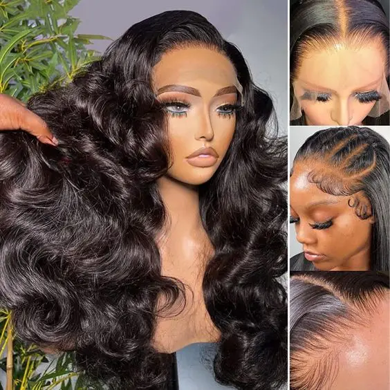 180 Density Virgin Human hair Lace Frontal Wigs Raw Vietnamese Hair Body Wave Ombre Color Pre Plucked HD Lace Frontal Wig