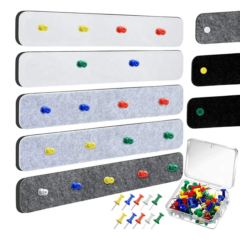 8 Pieces Multi Color Self-Adhesive Frameless Felt Bulletin Pin Board Bar Strip