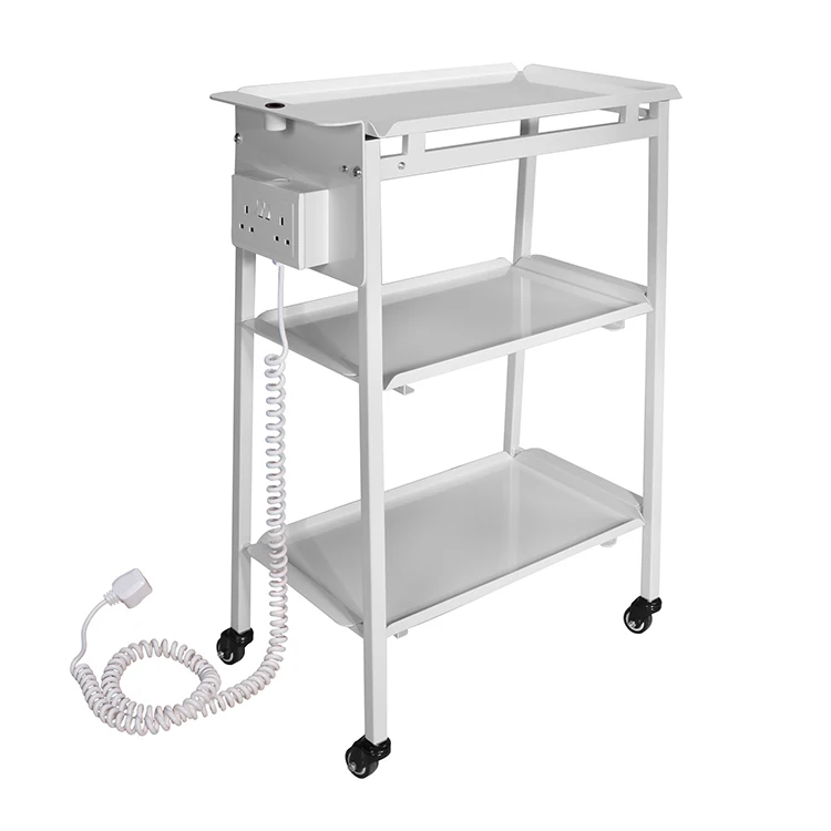 Mt Ferran Standard 3-shelf Wholesale High-quality Professional Portable  Metal Salon Cart Beauty Massage Trolley with 4 Wheels