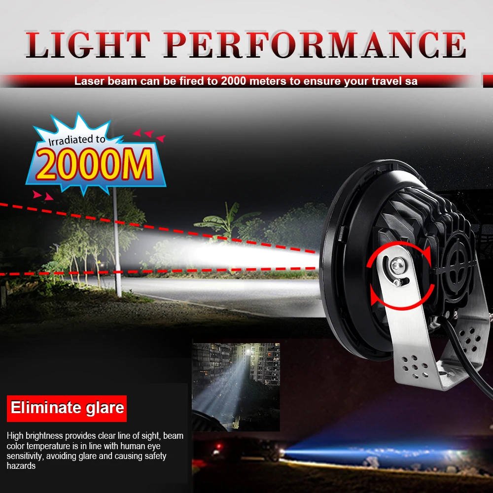 2000M Distant 7inch Headlight 100000Lm Laser Spot Beam 145w 12V 4x4 laser Led Work Light for truck