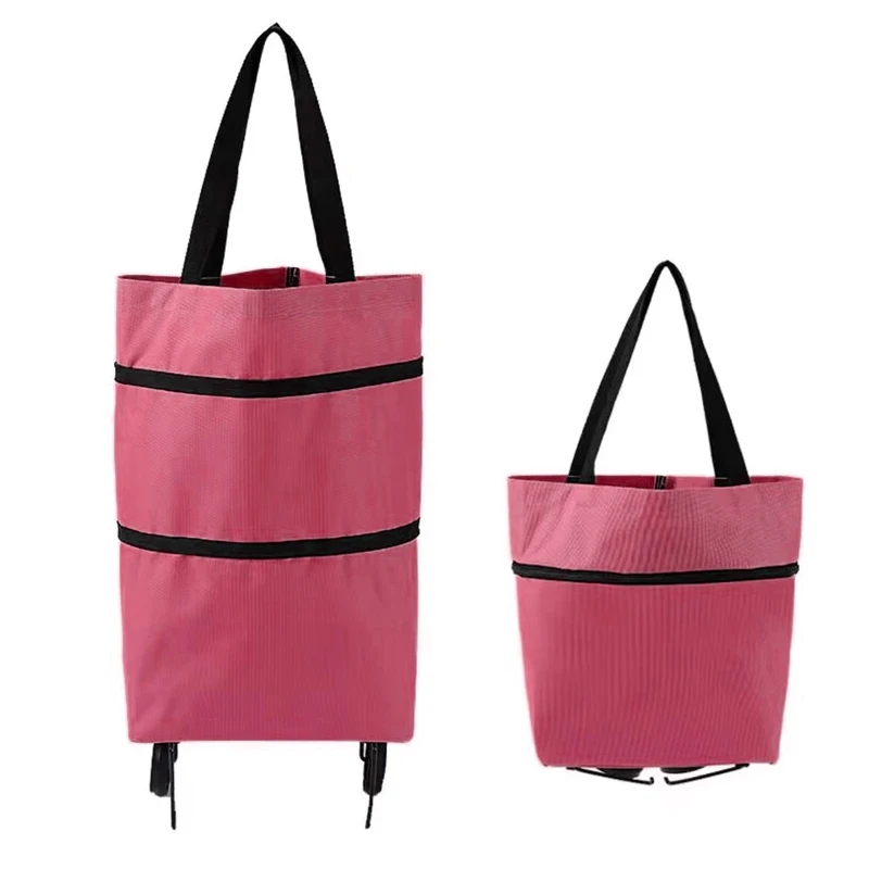 Factory Price High Quality Supermarket Customized Folding Grocery Trolley Shopping Bags Wheels Vegetable Bag
