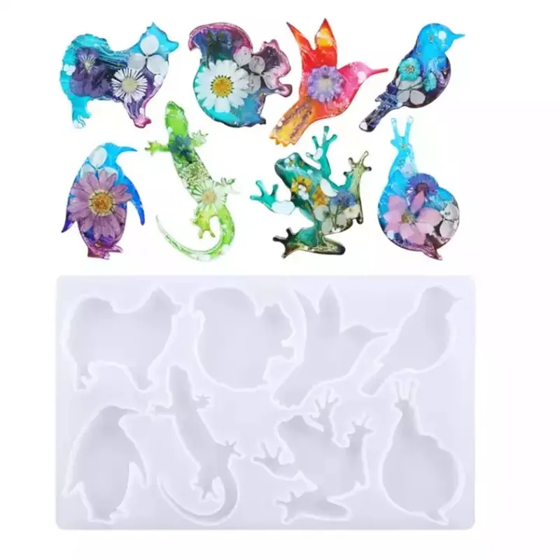 Y5722 DIY Creative cute Animal Bird Dog Lizard Frog Silicone Resin Mold