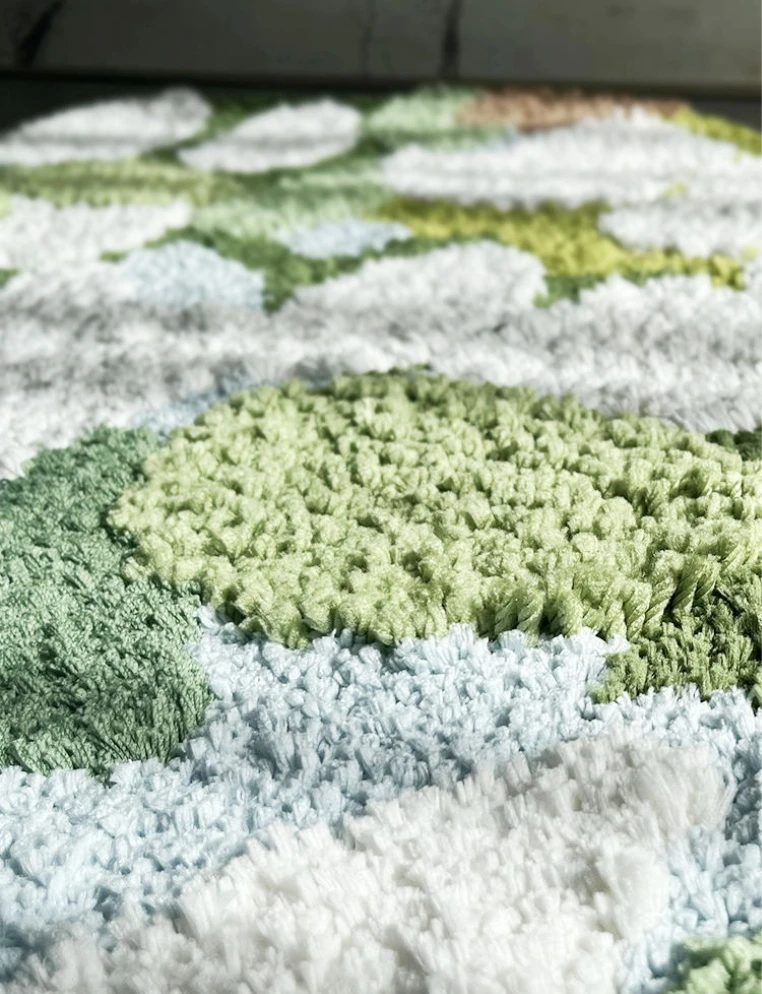Hand-Tufted Moss Carpet Anime Color Rug Living Room Home Decor Rugs Handmade Art Mats Fluffy Bedroom Bedside Tufted Floor Mat