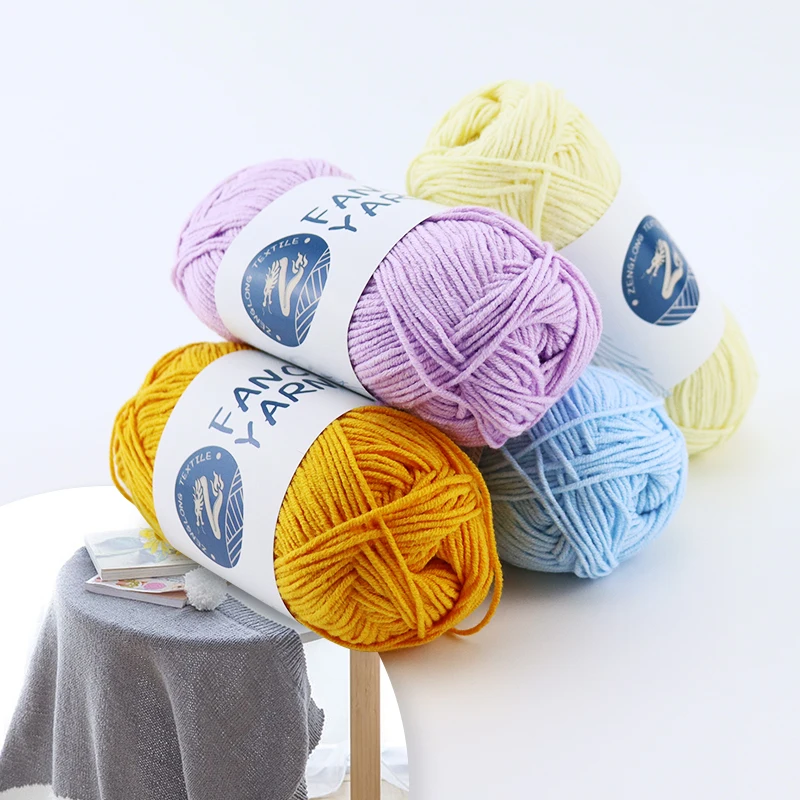40 г/рулон 60% хлопок 40% акрил разноцветная трикотажная смешанная пряжа 4-слойная молочная хлопчатобумажная для вязания крючком необычная нить оптовой
