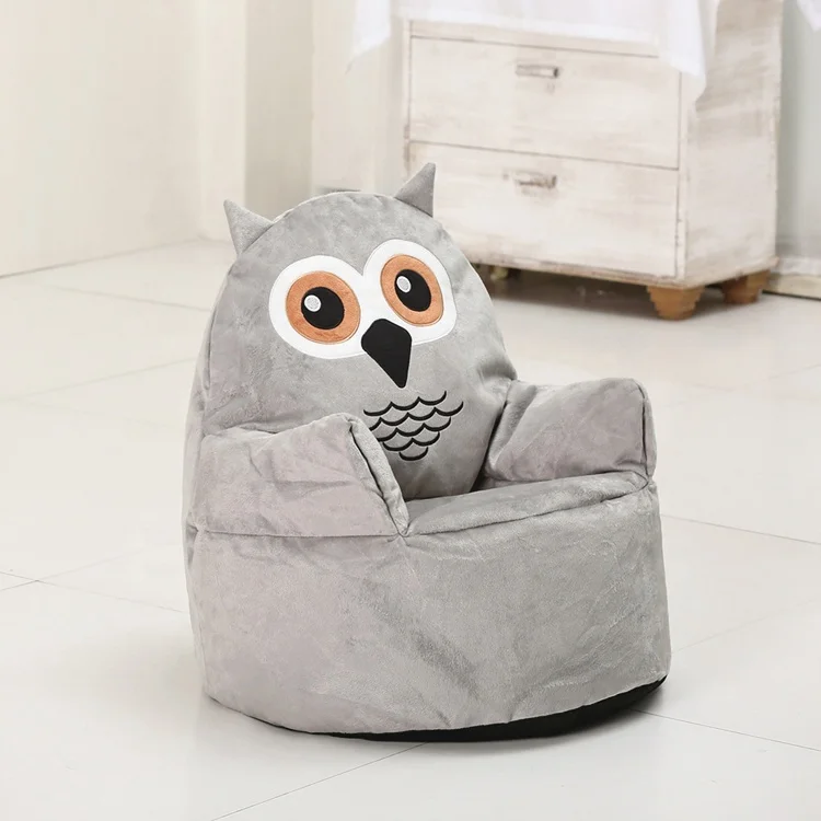Soft velvet cute animal design armchair cover kids bean bag sofa