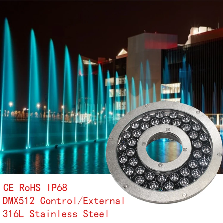DMX512 Водонепроницаемый RGBW 4 в 1 наружный светодиодный фонтан из нержавеющей стали 24 В