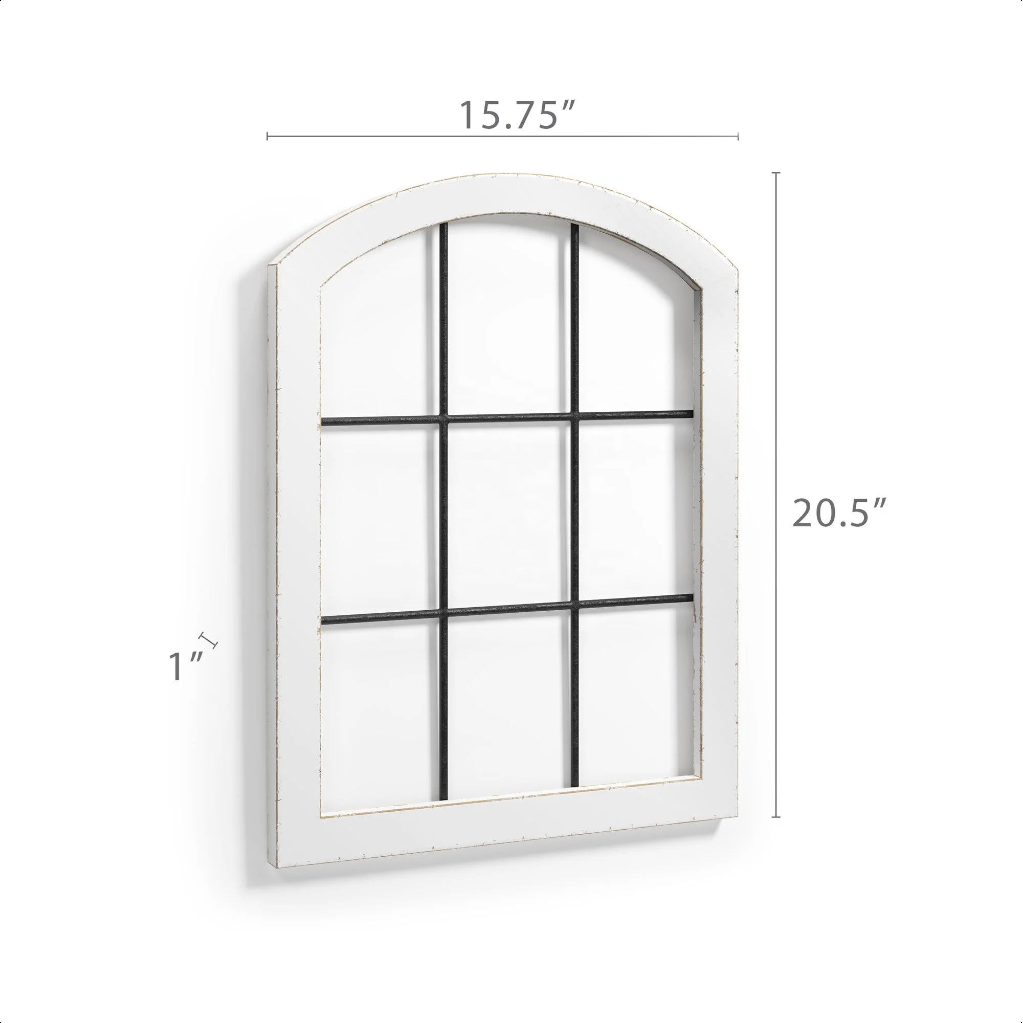 Rustic Cathedral Arch Window Frame Home Decor White Wood and Metal Window Pane Decorative for Wedding, Christmas other Festival