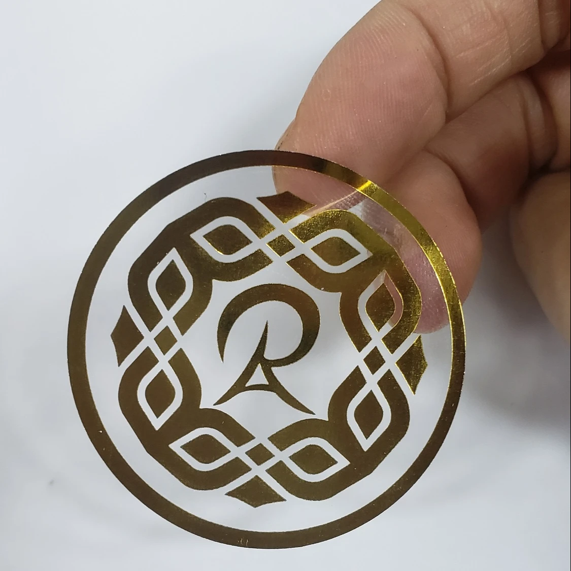 Custom Logo gold stamping pvc sticker Transparent Labels Clear Gold Foil Self Adhesive Private waterproof Sticker