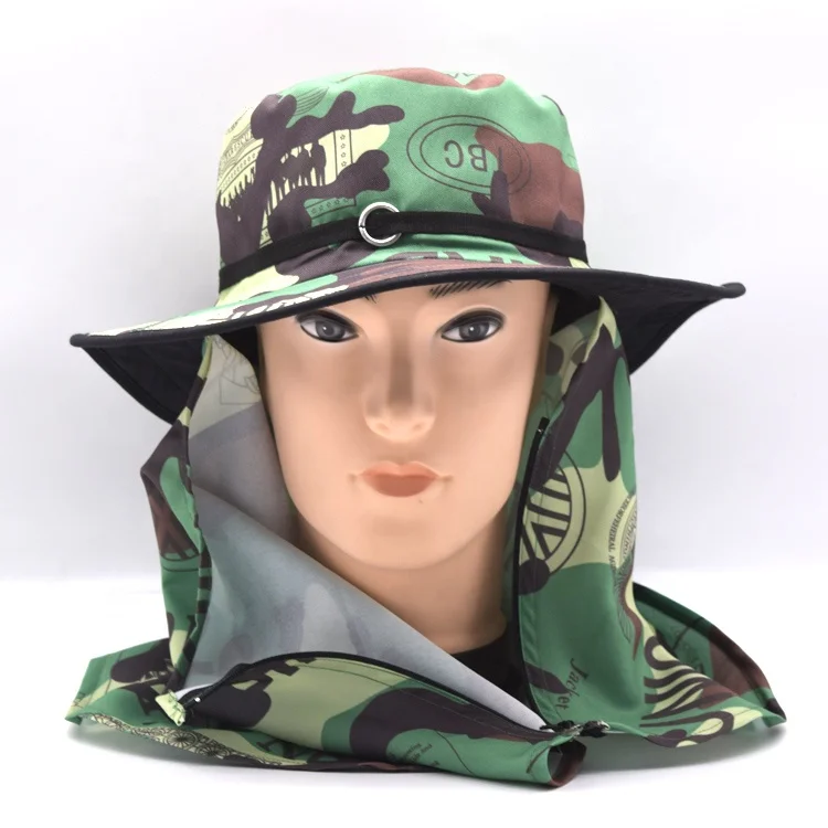 Camouflage sun protection outdoor hat forest camouflage sun protection fisherman hat sun protection face-covering bucket hat