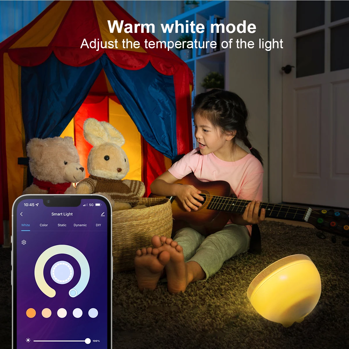 Round colorful RGB doodle smart desktop Atmosphere light wifi pick up sound control rhythm light bedside small night light