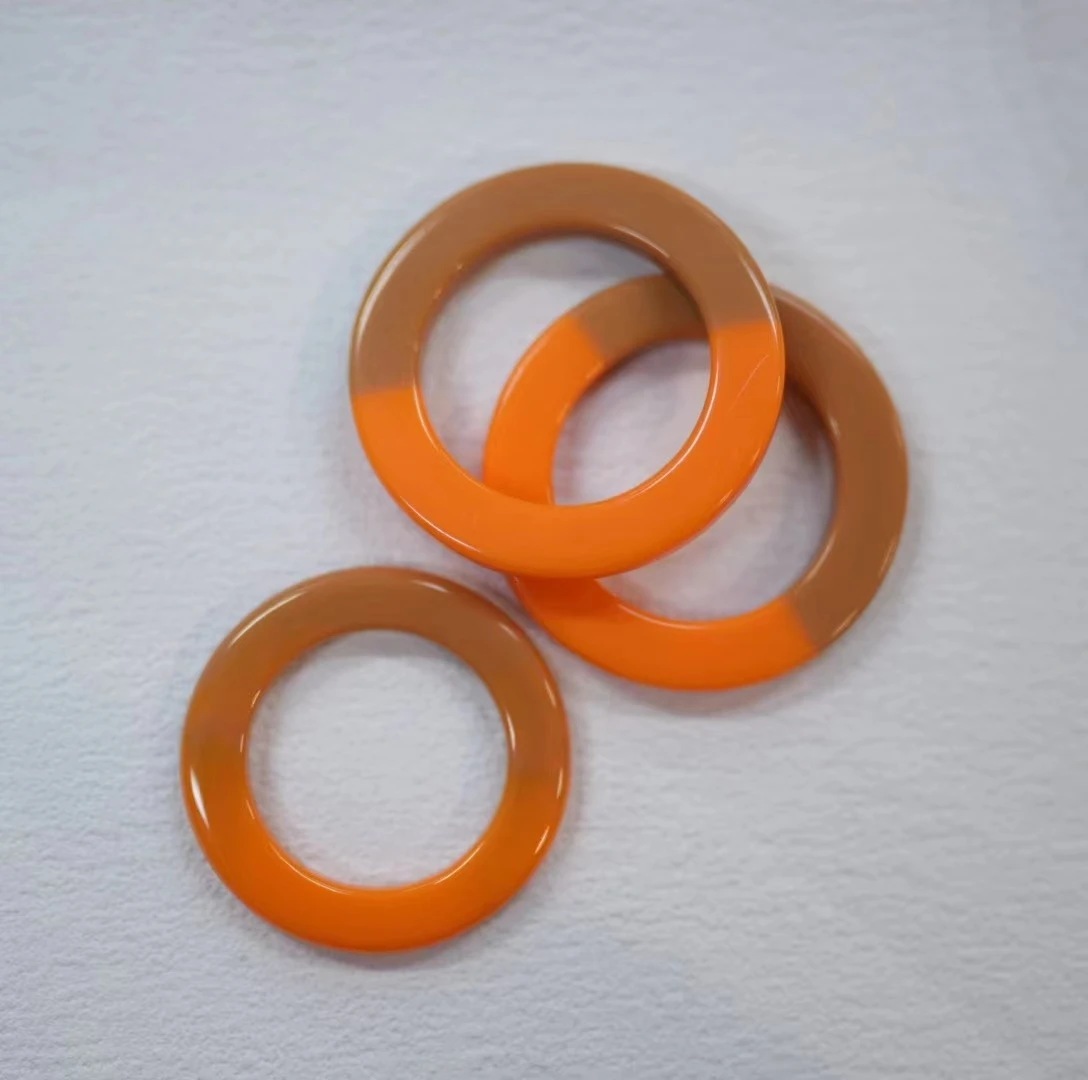 O shape resin buckles for bikini resin horn light brown color round o ring buckle for swimwear