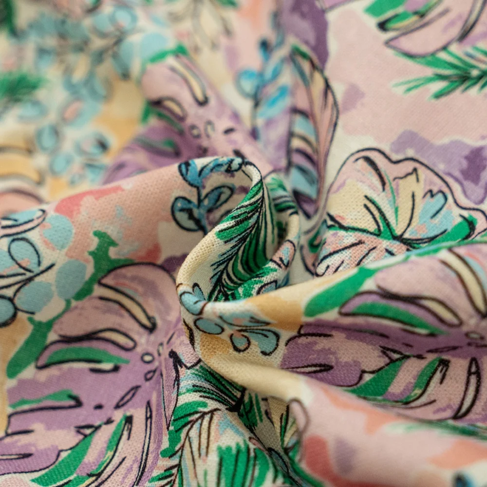 Light Linen Rayon Blended Fabric Woven Custom Digital Printing Summer 100% Linen Fabric for Garment