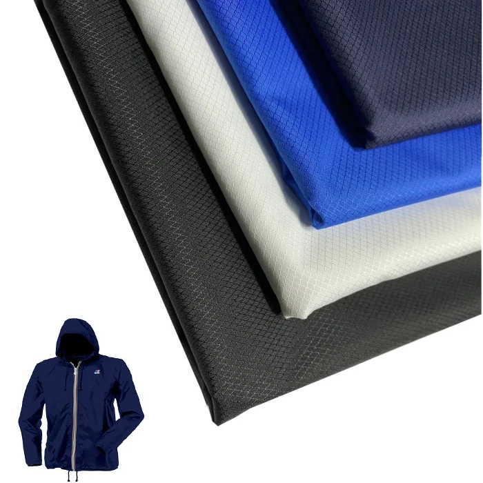 240T Pongee W/R Poly diamond ripstop with milky PU coated polyester windbreaker jacket fabric