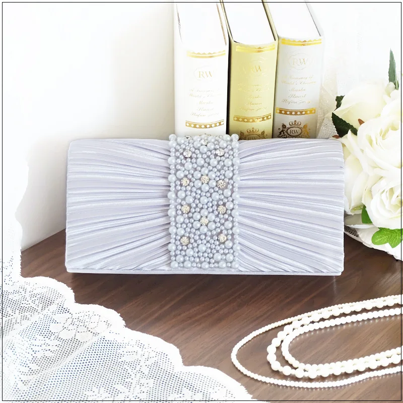 Elegant Fashion Versatile Japanese Korean Style Evening Party Bag Ruffled Party Handbag Handmade Beaded Evening Dress Party Bag