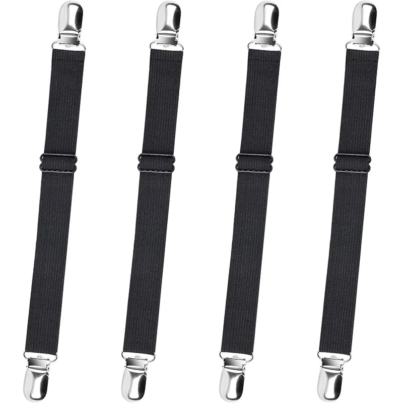 Adjustable Elastic Sheet Straps Heavy Duty Bed Sheet Grippers Suspenders for Mattresses Fitted Sheets