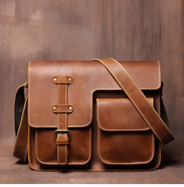 2024 Custom Logo Genuine Leather Designer Clutch Crossbody Box Bag Sling Handbags Men Crossbody Bag Wholesale Leather Men Bags