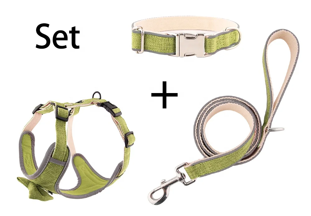 Factory Hot Sales Eco-Friendly Hemp Dog Leash Night Safety Reflector Strip Pure Cotton Pet Dog Leash