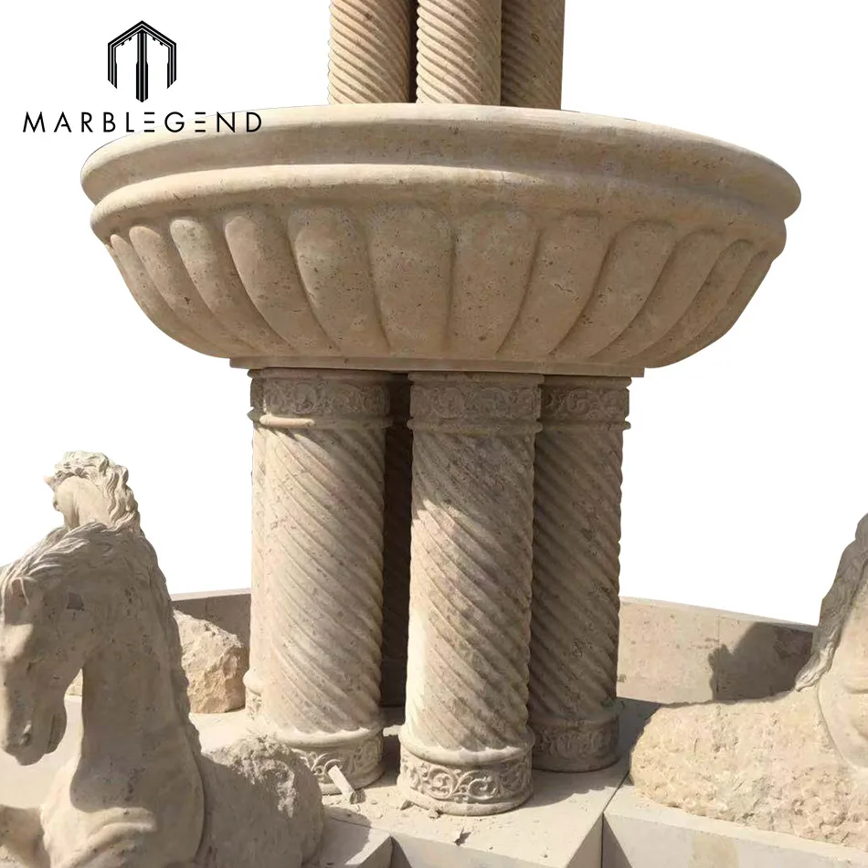 Китайская Фабрика PFM, уличные статуи лошадей, мраморный фонтан для виллы, проектный дизайн