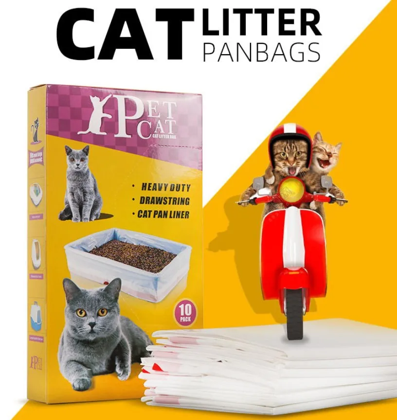 Cat litter box trash bag tied rope thickening cat toilet pick up supplies pet trash bag